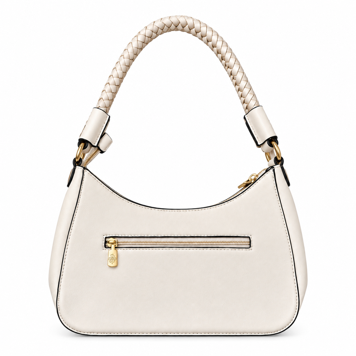 Bolsa Feminina Hobo Estruturada com Alça Trançada e Detalhes Dourados Modelo Brisa de Búzios